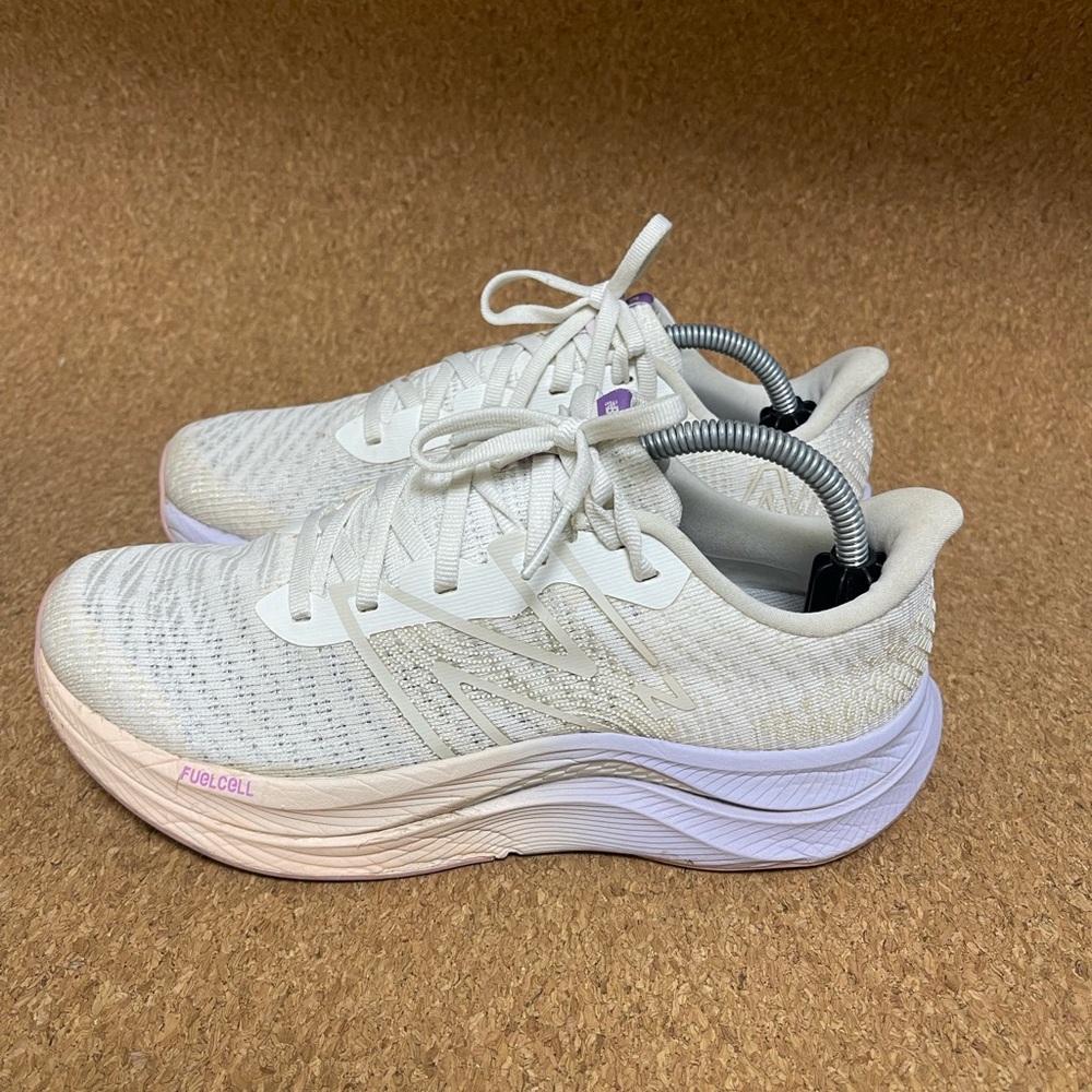New Balance Women's Cream Athletic Shoes - Picture 2 of 6